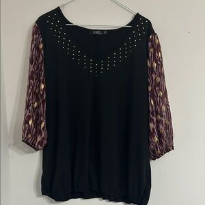 Elegant Black and Purple Blouse with Studded Detail
